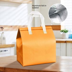 Non-woven Leather Takeaway Bag Insulated Bag Thermal Insulated Bag Aluminum Foil Lined Bag Zipper Closure Cooler Bag - Product Image 2