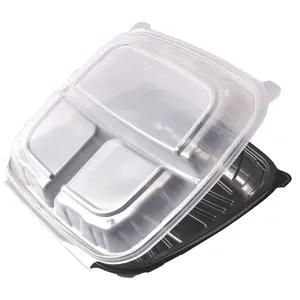 Manufacturer take out packaging box disposable clamshell 2 3 compartment MFPP plastic lunch food boxes hinged container