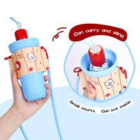 Schattige cartoon puppy fruitprint compacte opvouwbare zonneparasol anti-UV lichtgewicht zakparasol met opbergtasje voor dagelijks gebruik door vrouwen