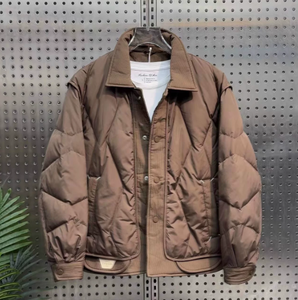 เสื้อแจ็คเก็ตดาวน์น้ำหนักเบาแบบสองชิ้น แบรนด์แฟชั่นฤดูหนาว ดีไซน์ปะติดปะต่อ ปกเสื้อแบบลา펠 สีพื้น สไตล์เกาหลี ทรงเข้ารูป  บุด้วยขนเป็ดขาว - Product Image 3