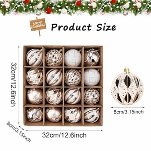 Boule de Noël en velours floqué blanc de 15 cm, décorations de fête festives pour la décoration de l'arbre de Noël - Product Image 5