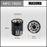 Filtro de Aceite para Auto Nuevo Premium MFC-1820 MASUMA, Tipo Spin-On, Precio Competitivo de Fábrica al por Mayor para ACURA