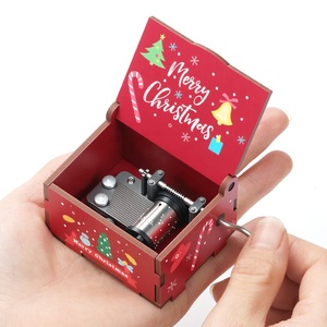 Boîte à musique en bois à manivelle pour Noël, Navidad, Nouvel An, cadeaux pour enfants, décoration de la maison, boîtes musicales sculptées - Product Image 3