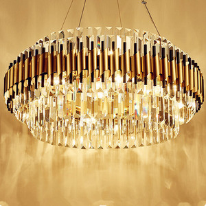 High Quality Pendant Light Gold Modern <b>Living</b> <b>Room</b> Ring Metal Luxury Ceiling K9 Crystal Hanging <b>Chandelier</b> - Product Image 4