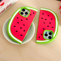 Summer Creative 3D Watermelon Phone Case Cute Cartoon Design Full Protective Cover pour I Phone 16/15 Pro Max/14/13/12 Shockproof