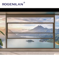 Ventanas de Guillotina de Vidrio Templado Doble de Aluminio con Vista Panorámica Rogenilan, Ventanas Corredizas Verticales Automáticas con Elevación Eléctrica