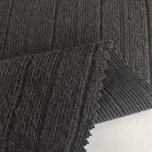 Heavyweight 300gsm Đen chải sườn vải dệt kim 97% <span class=keywords><strong>polyester</strong></span> 3% spandex rộng sọc dọc thiết kế cho áo len - Product Image 5