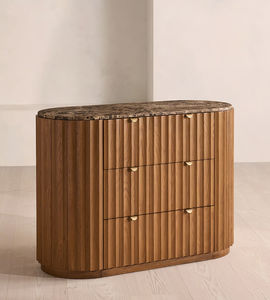 Casa moderna Vintage <span class=keywords><strong>3</strong></span> cassettiera comodino in legno di quercia naturale in marmo Top comodino da soggiorno comodino - Product Image 2