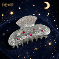 Pince à cheveux en acrylique cristal étoile et lune Shily&OS Premium 9cm - Pince requin de luxe léger pour femme