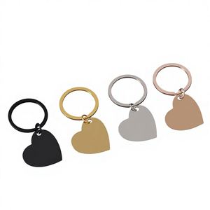 <b>Custom</b> Engravable Stainless Steel Slanted Heart <b>Keychain</b> Blank UV Laser Color Printed Fashion Holiday Gifts - Product Image 1