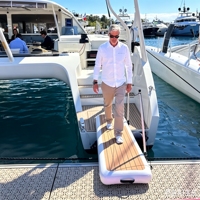 Passerelle gonflable DWF pour bateaux - Rampe en PVC de 250 cm, antidérapante en EVA, 500 lb, avec sac de pompe, sert également de plateforme de baignade flottante