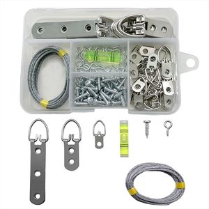 Silver <b>Picture</b> Hanging Kit 103Pcs Metal <b>Hooks</b> Screws Wire Drill Installation <b>Frame</b> Accessories - Product Image 5
