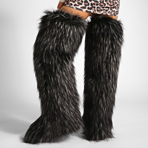 מגפי פרווה דביבון של שיקול לנשים, מגפיים גבוהים עד הירך, רב צבעוניים, 72 ס\\\"מ, אפור, חום קפה, פרוותיים, רכים, חמים, מבצע חורף, שלג - Product Image 1