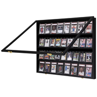 Vitrina de exhibición para tarjetas clasificadas, madera negra, 32 ranuras, 4 estantes, apertura frontal, exhibición de pared para coleccionistas de deportes, venta al por mayor, OEM, ODM