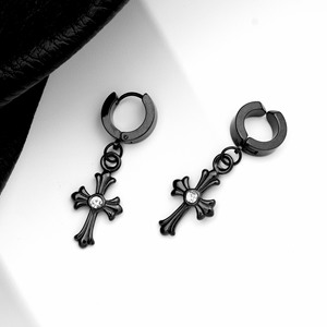 Nouvelles boucles d'oreilles pendantes en acier inoxydable noir vintage avec zircon, tendance rétro, personnalité hip-hop, beau <span class=keywords><strong>Joker</strong></span>, garçons avancés - Product Image 6