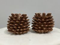Adorno de Otoño para el Hogar, Decoración Vintage con Dos Conos de Pino, Portavelas para Árbol de Navidad, Regalo Decorativo, Candelabros Marrones