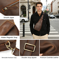 Sac de poitrine pour homme en cuir véritable Crazy Horse rétro MARRANT, sac à dos de randonnée, sac bandoulière en cuir pour homme