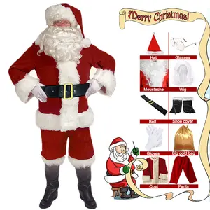 ชุดคอสเพลย์ซานตาคลอสคริสต์มาสผู้ชาย7ชิ้นชุดแฟนซีชุดซานตาคลอสสำหรับผู้ใหญ่ขายดี