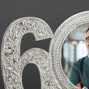 60th Anniversary Shaped Photo <b>Frame</b> Decorative Silver Finish Picture <b>Frame</b> for Birthday Celebration Home Decor Gift - Product Image 2