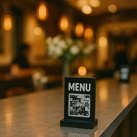 Affichage de signe de menu de support de code QR d'acrylique fait sur commande noir pour des restaurants