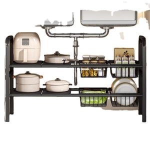 Multifunctional Carbon Steel <b>Under</b>-Sink Kitchen Storage Organizer with Basket Kitchen Sink Organizer Countertop Shelf for Home - Product Image 1