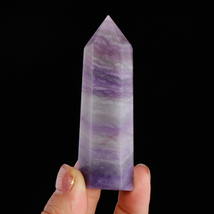 Natürlicher lila Chaorit Fluorit Turm, Heils tein Punkt Zauberstab, Obelisk Spike Chakra Probe Dekoration - Product Image 3