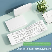 Keyboard Mini Nirkabel Universal Portabel Isi Ulang Lipat Dua Baru untuk Ponsel, Tablet, Laptop, dan Desktop