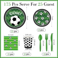 Assiettes et serviettes en papier de qualité alimentaire vertes en forme de ballon de football, ensemble de fournitures de fête jetables, logo personnalisé pour les mariages et les anniversaires