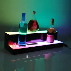 Neue beleuchtete Großhandel freistehende LED beleuchtete Acryl Wein regal Acryl Wein Display Stand