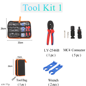 Kit de Herramientas de Crimpado Solar YTH MC4, 5 Juegos de Conectores MC4, 2 Llaves, Bolsa de Herramientas, Juego Completo de Herramientas para Instalación de Paneles Solares - Product Image 1