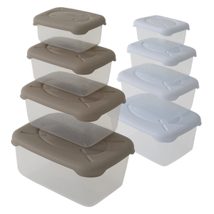 Frigobella – Contenants alimentaires rectangulaires minimalistes pour cuisine, 0,50+1,00+1,90+3,20L, blanc taupe, en PP, empilables, moulés par injection - Product Image 3