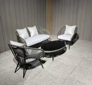 Ensemble de chaises de jardin modernes en aluminium et acier, <span class=keywords><strong>petit</strong></span> ensemble de canapés de jardin en rotin pour <span class=keywords><strong>salon</strong></span> de resort - Product Image 5