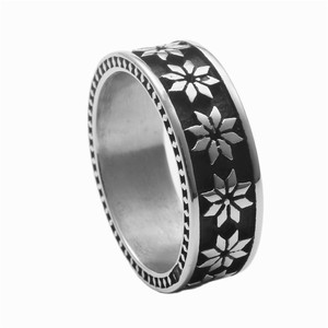 European Style <b>Titanium</b> Steel Flower <b>Ring</b> Retro Silver Unisex Fashion Jewelry Gift - Product Image 5