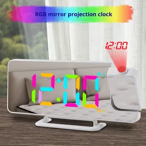 Digital LED Alarm Clock with RGB Projector 4 Color Changing Luminous Display Electronic Dual Alarm for Bedroom Desk or Table - Product Image 5