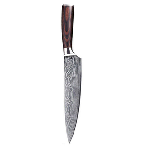 Full Tang Ergonomic Handle Design Kitchen Chef <b>Knife</b> Customizable OEM Damascus Steel Chef <b>Knife</b> with Wooden Handle - Product Image 3