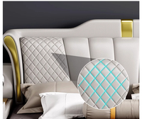 Modernes Luxus-Smartbett Multifunktionales Kingsize-Lederbett mit Stauraum, Schminktisch, Verstellbarer Kopfstütze, Sicherem Holzrahmen und Massagefunktion
