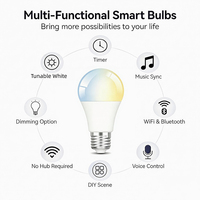 Bombilla LED Inteligente WiFi Tuya, Cambio de Color, Regulable, Control por Voz, Iluminación Decorativa para el Hogar, RGB Inalámbrica con Control Remoto
