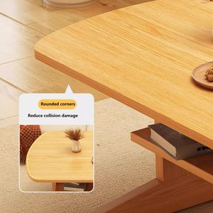 Combohome Mesa <span class=keywords><strong>de</strong></span> centro Rectangular Mesa central Patas <span class=keywords><strong>de</strong></span> madera Mesa corta Té para estudio Oficina Hogar con rueda universal - Product Image 4