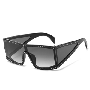 Caliente venta de moda de una pieza lente las mujeres grandes marco tonos diamantes gafas de sol - Product Image 5