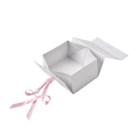 Boîtes de papier en carton cadeau personnalisées écologiques et portables en ruban pliant blanc