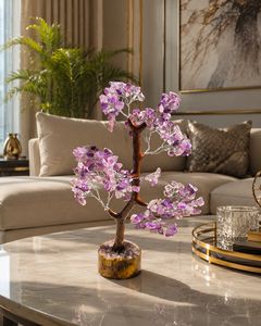 Amethyst <b>Crystal</b> <b>Tree</b> Handmade Gemstone Chip Blossom Decor Feng Shui Desk Ornament Home Gift - Product Image 1