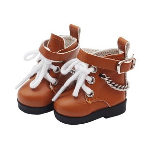 15cm coton poupée <span class=keywords><strong>cuir</strong></span> chaussures 6pts bjd poupée jouet chaussures bottes étudiant chaîne bottes 4.5*2cm - Product Image 3