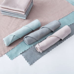 Fish Scale Cleaning Cloth 25x25 30x40 Rectangle Lint Free Kitchen Dish Towel Solid Color Microfiber Glass Cloth - Product Image 4