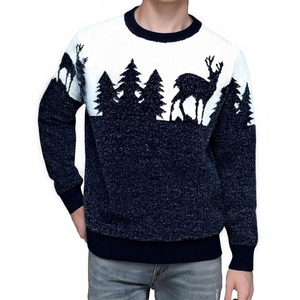 Maglione da Festa in Mohair da Uomo Temu, Pullover Natalizio con Collo Tondo e Abbinamento di Colori, Maglia Base - Product Image 3