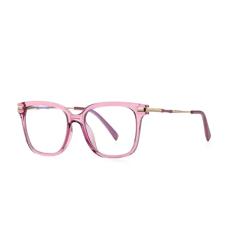 2023 New Arrival Square Frame Damen Anti-Blue Brille Rahmen Lila Metall Retro Light Luxus Marke Computer Brille