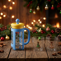 Cafetière à piston portable 350 ml (12 oz) en acier inoxydable et verre borosilicate, coffret cadeau pour les amateurs de café, cadeau de Noël