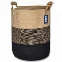 Grand panier à linge polyvalent Panier de rangement en corde tissée en coton Panier à linge sale avec chambre à coucher Salle de bain Salon