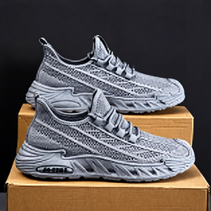 Mesh Running Shoes Lace-Up Round <b>Toe</b> Breathable EVA Midsole Rubber Outsole All Seasons Casual Sneakers - Product Image 1