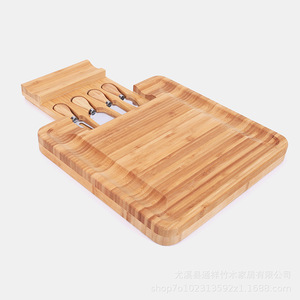 Bamboo Cheese Board <b>Set</b> With Knives <b>Square</b> Cutting Board For Serving Cheese And Snacks Durable Hand Wash Only - Product Image 2