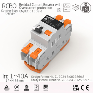 Disjoncteur différentiel 2P 36mm RCBO 40A avec protection contre les surintensités, en cuivre et plastique, industriel, IEC EN61009-1 pour CAS - Product Image 3